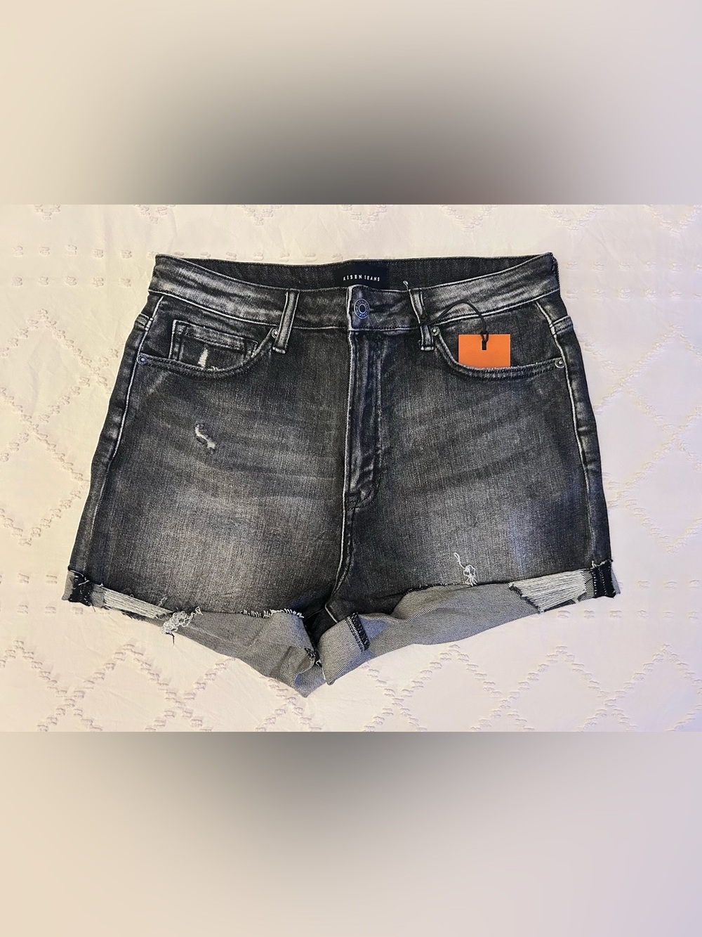 RISEN HIGH RISE RIPPED HEM SHORTS - Picture 10 of 12